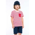 KIDS' STRIPED SHORT SLEEVE SAILOR T-SHIRT WITH POCKET