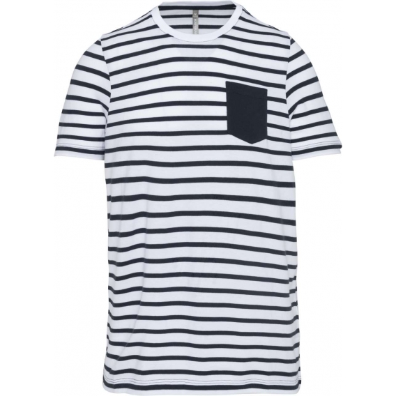 KIDS' STRIPED SHORT SLEEVE SAILOR T-SHIRT WITH POCKET