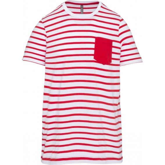 KIDS' STRIPED SHORT SLEEVE SAILOR T-SHIRT WITH POCKET