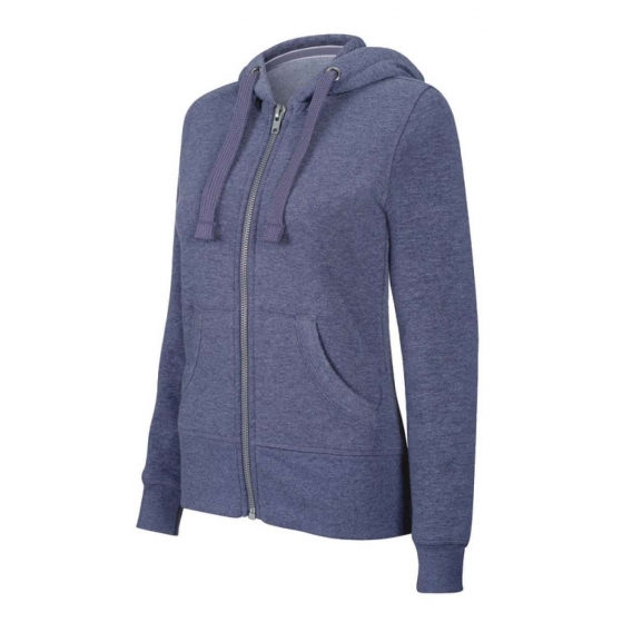 LADIES' MELANGE FULL ZIP HOODED SWEATSHIRT