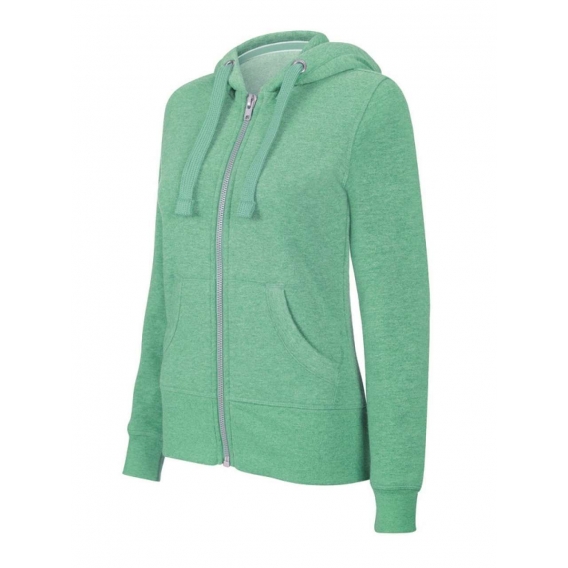 LADIES' MELANGE FULL ZIP HOODED SWEATSHIRT