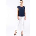 LADIES' SHORT-SLEEVED CREPE BLOUSE