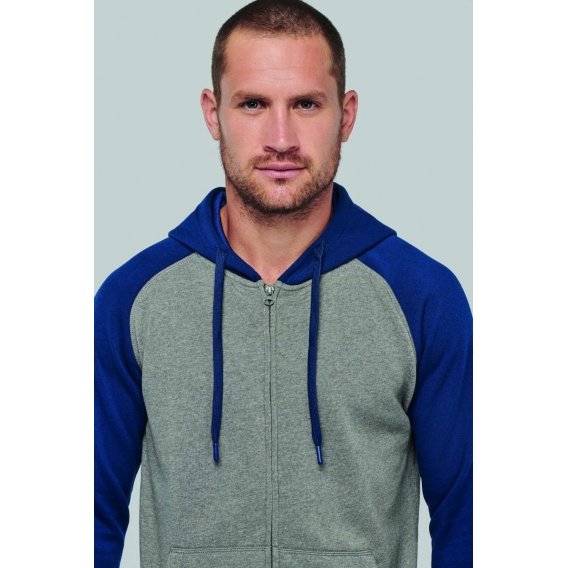 UNISEX TWO-TONE ZIPPED HOODED FLEECE JACKET